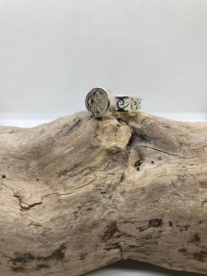 Smokey Quartz sterling silver ring UK size R