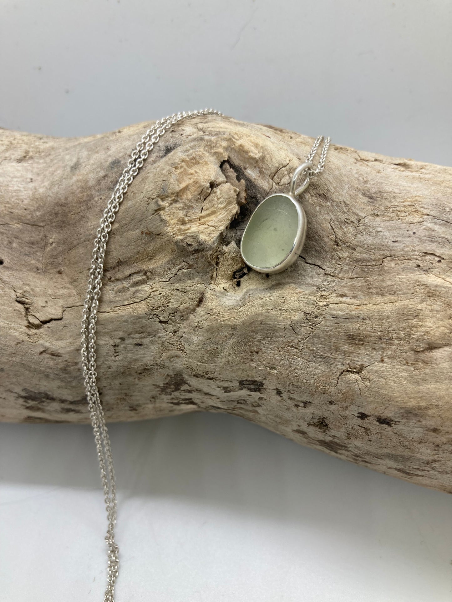 Cream sea glass pendant