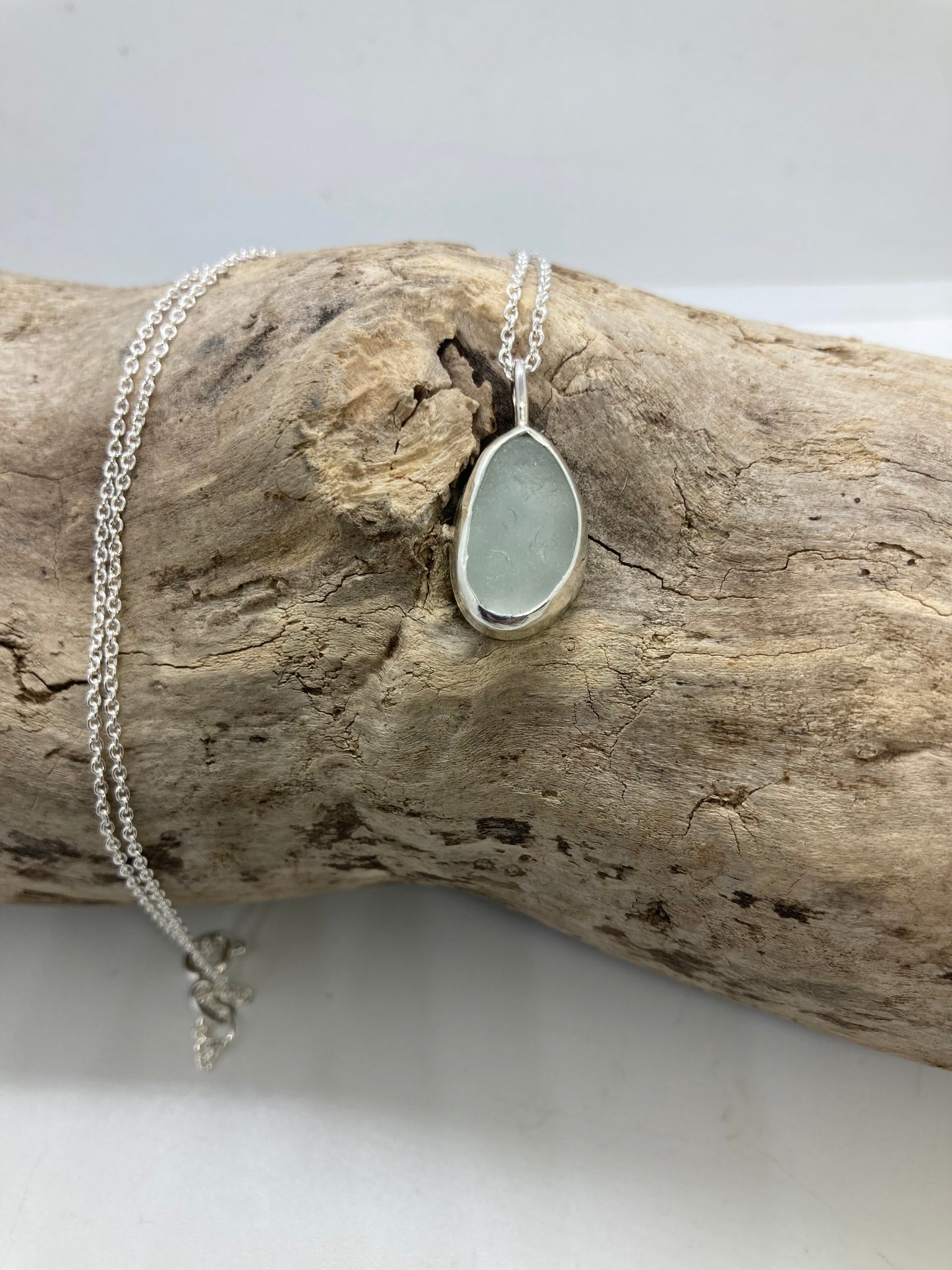 White Seaham sea glass pendant