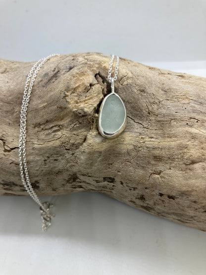 White Seaham sea glass pendant