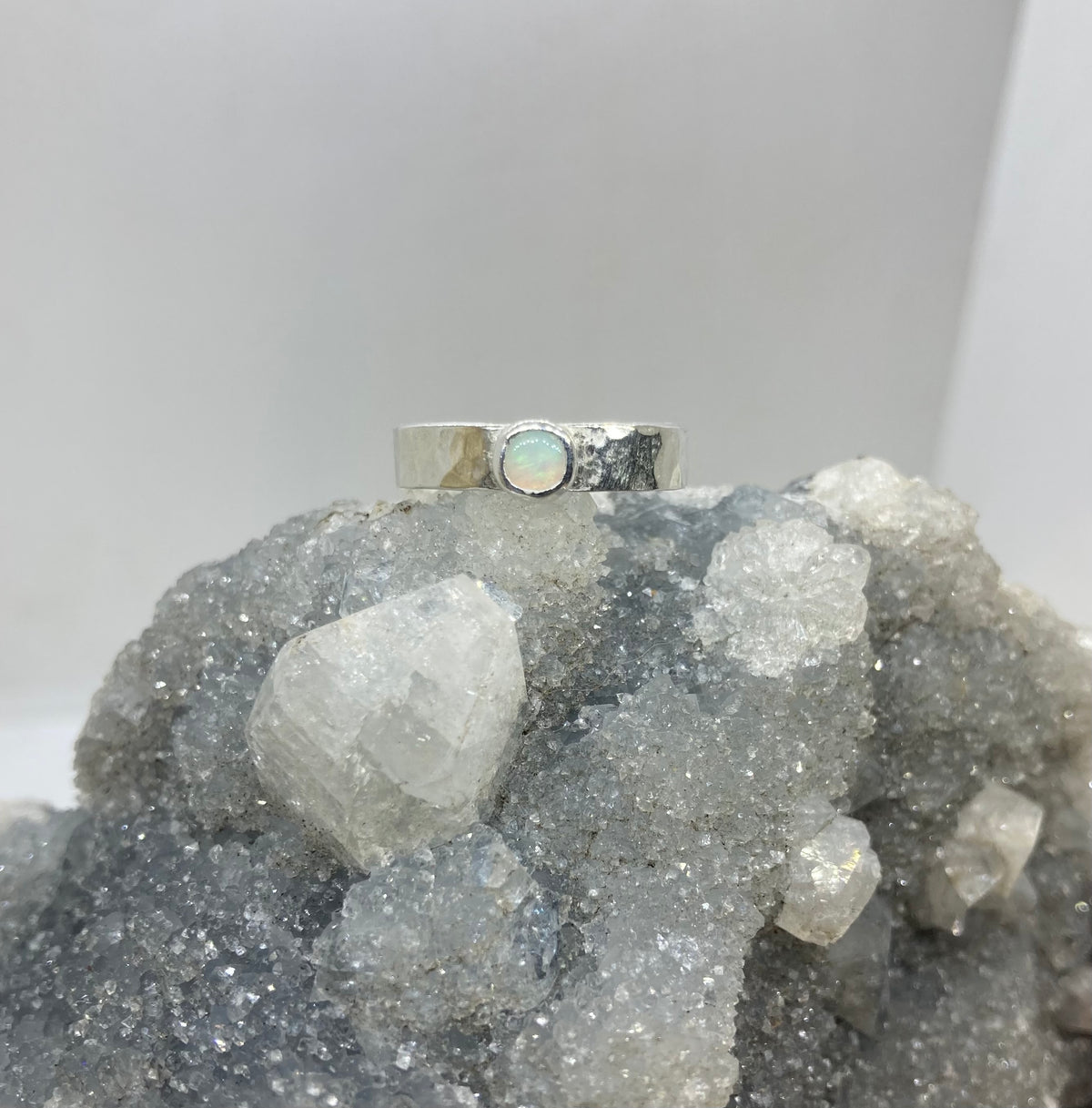 Opal sterling silver ring UK Size N