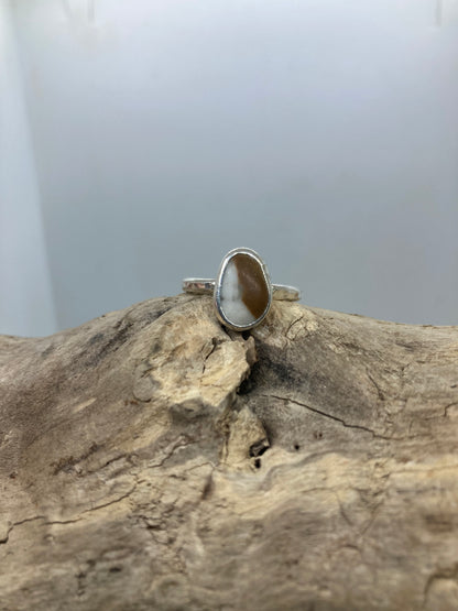 Unusual stone with Quartz silver ring UK size P