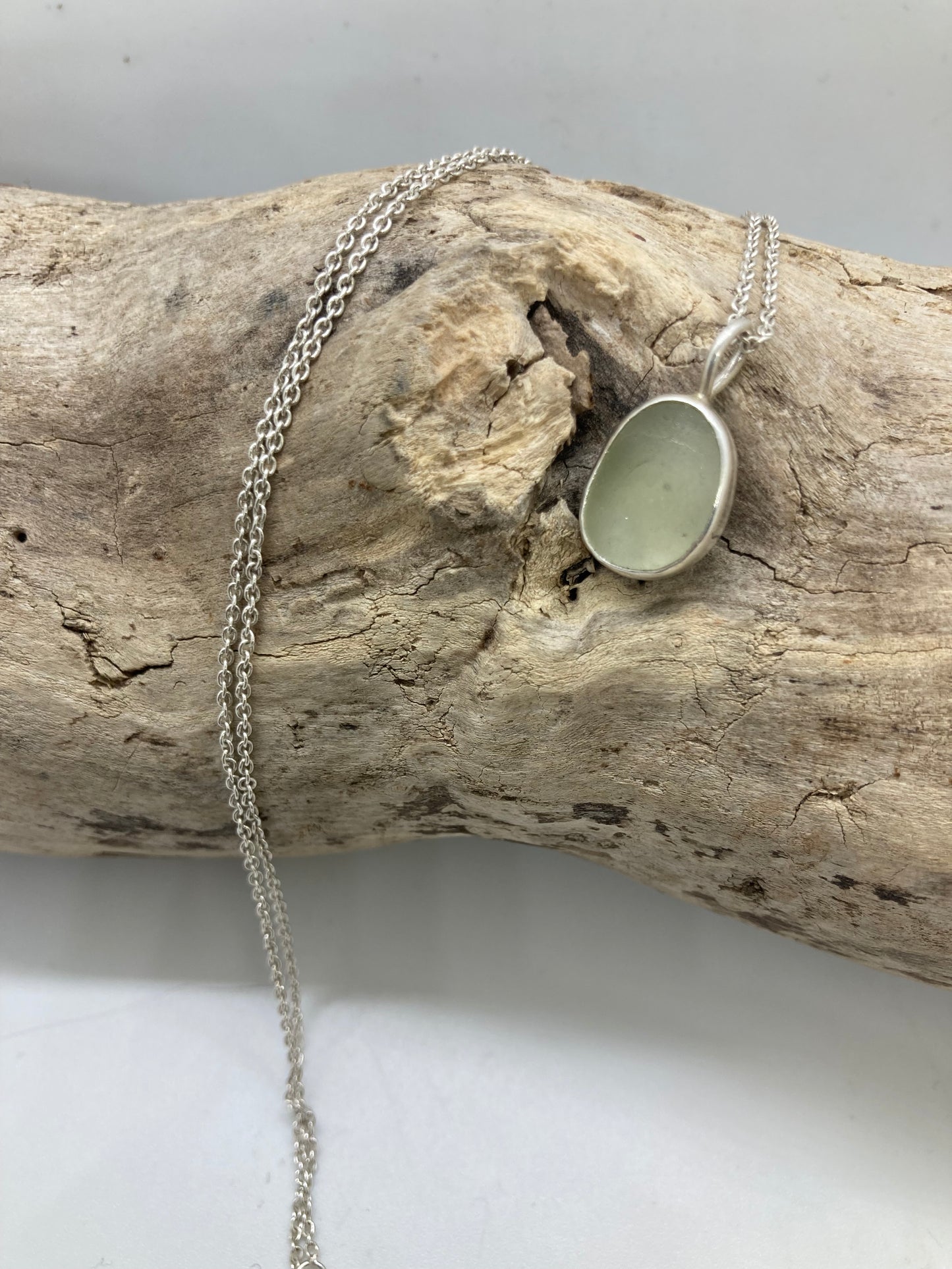 Cream sea glass pendant