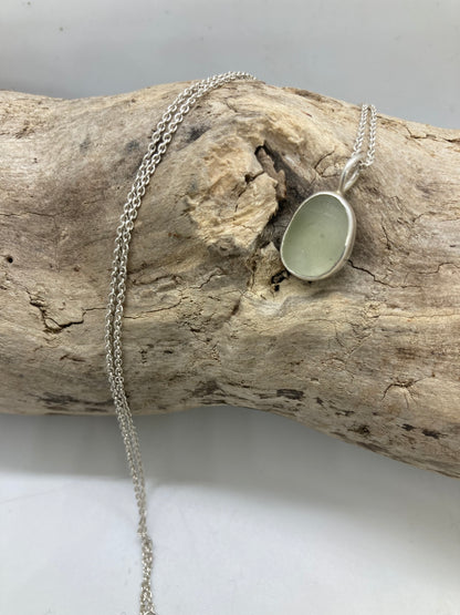 Cream sea glass pendant