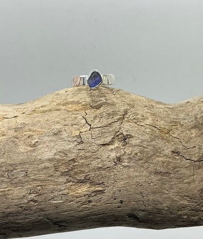 Shades of purple sea glass ring UK size N