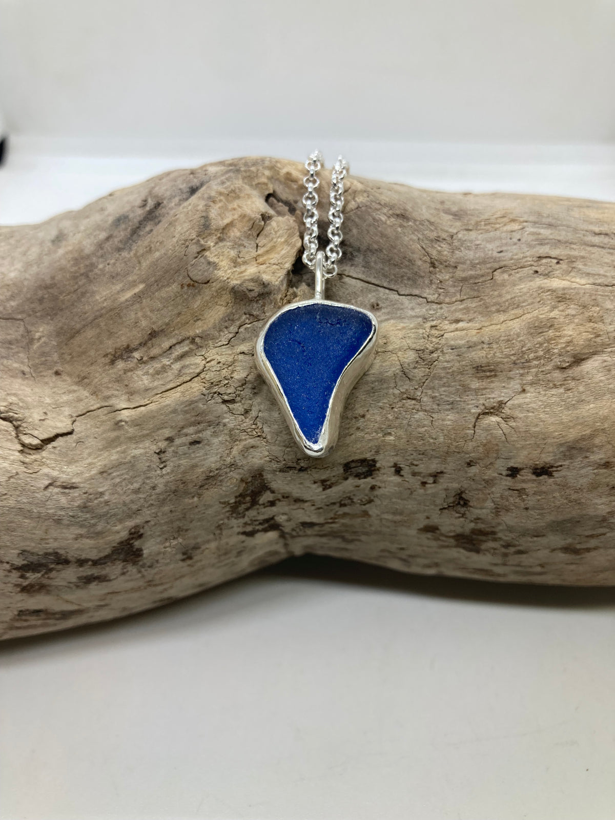 Beautiful Blue Northumberland sea glass pendant