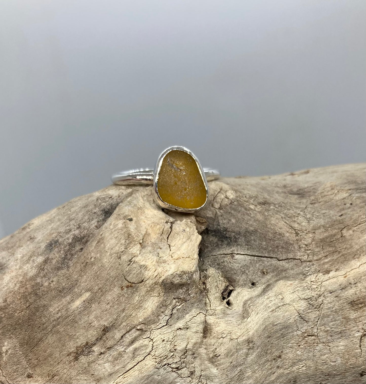 Sea glass ring UK size P1/2
