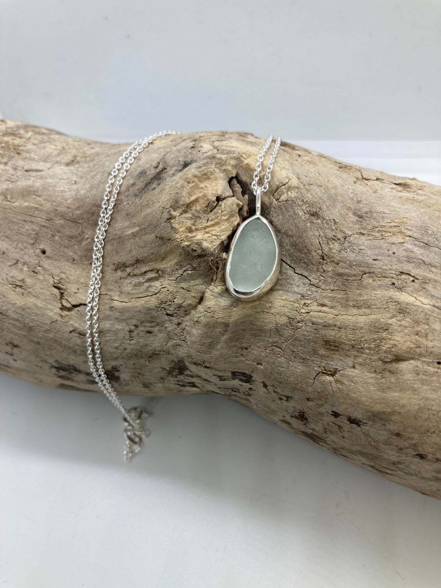 White Seaham sea glass pendant