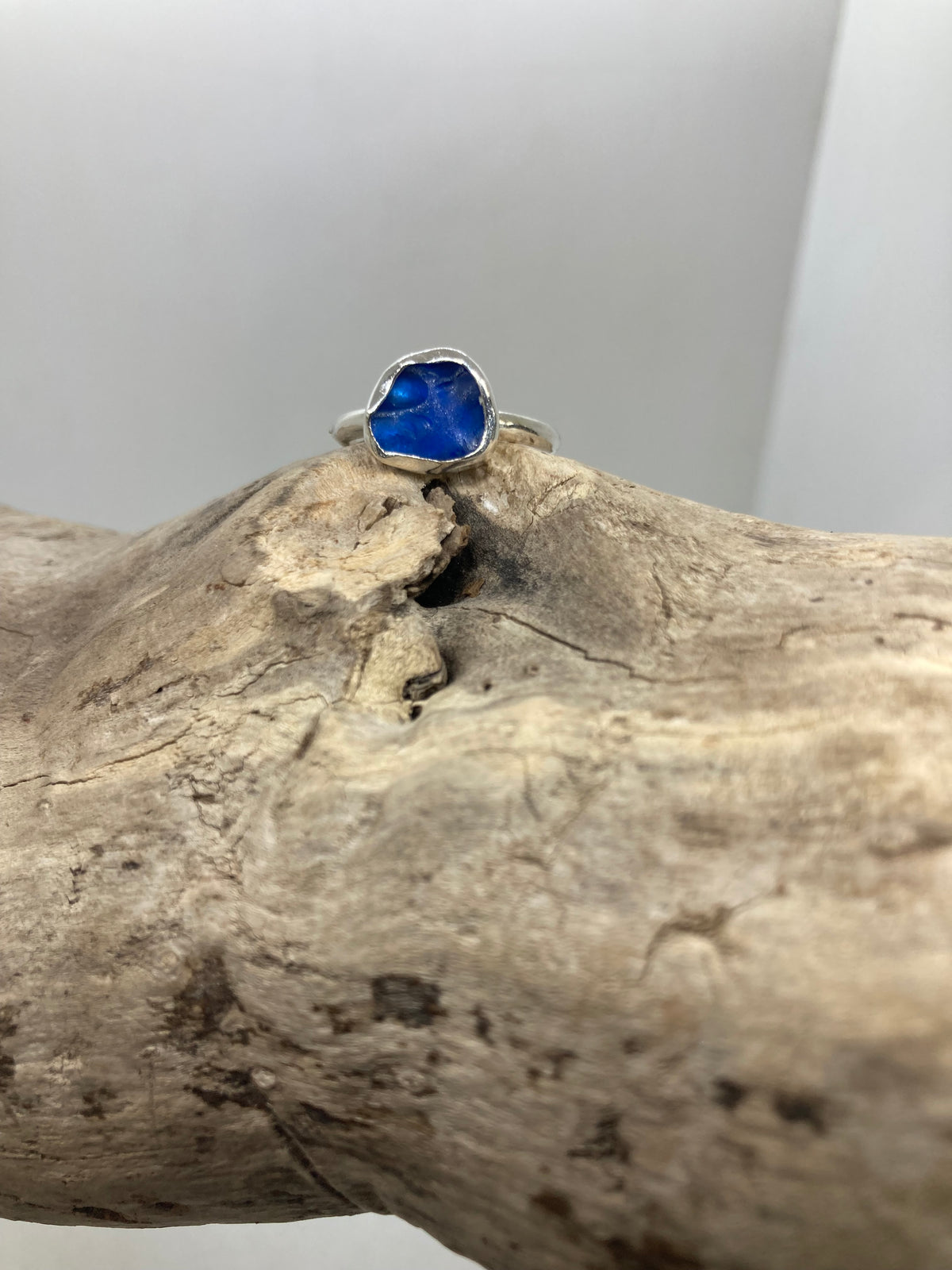 Dreamy blue sea glass ring UK size M