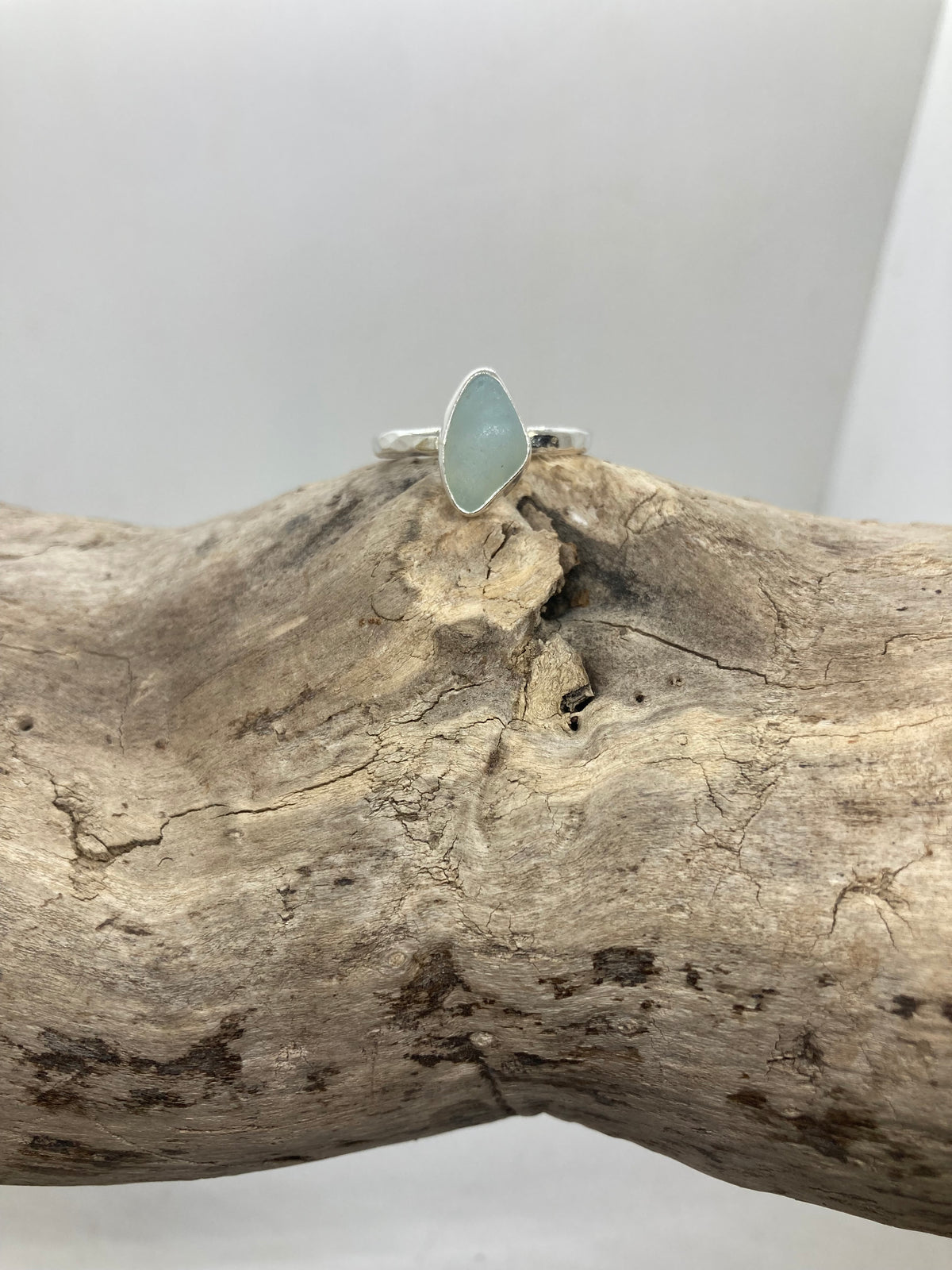 Opalescent Seaham sea glass ring UK size O1/2