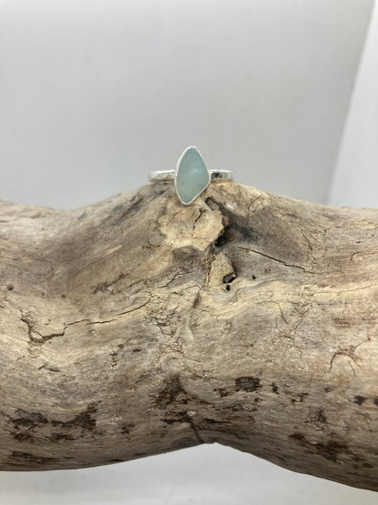 Opalescent Seaham sea glass ring UK size O1/2