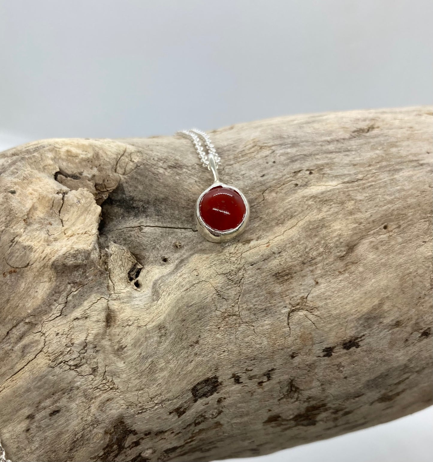 Carnelian sterling silver pendant
