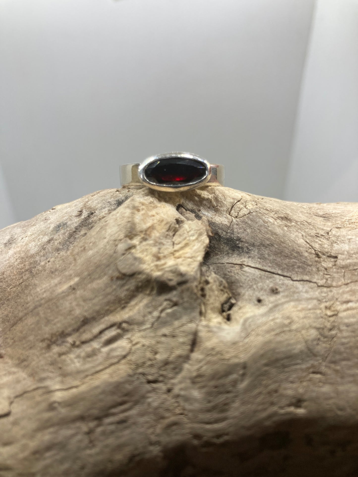 East to West Garnet ring UK size R