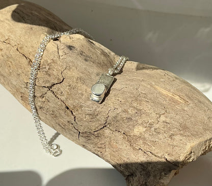 White Sea glass pendant