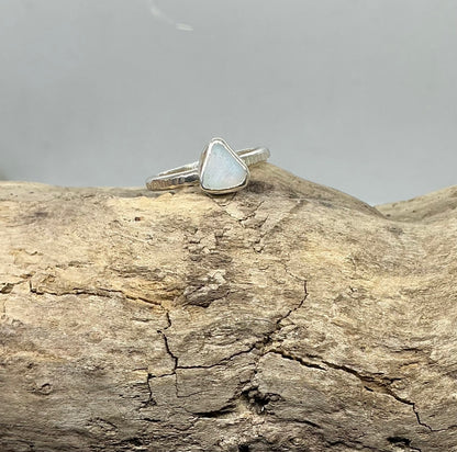 Rare Opalescent sea glass ring UK size O1/2