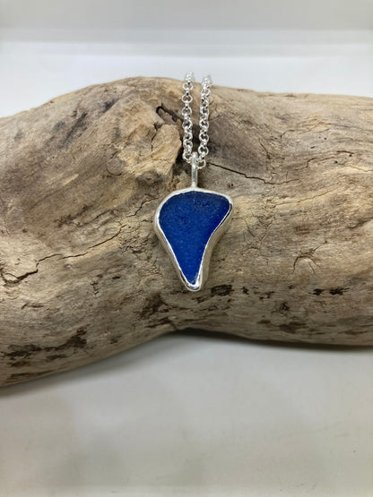 Beautiful Blue Northumberland sea glass pendant