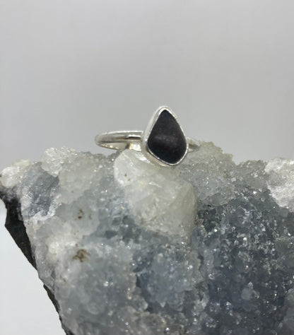 Black Sea glass ring UK size T
