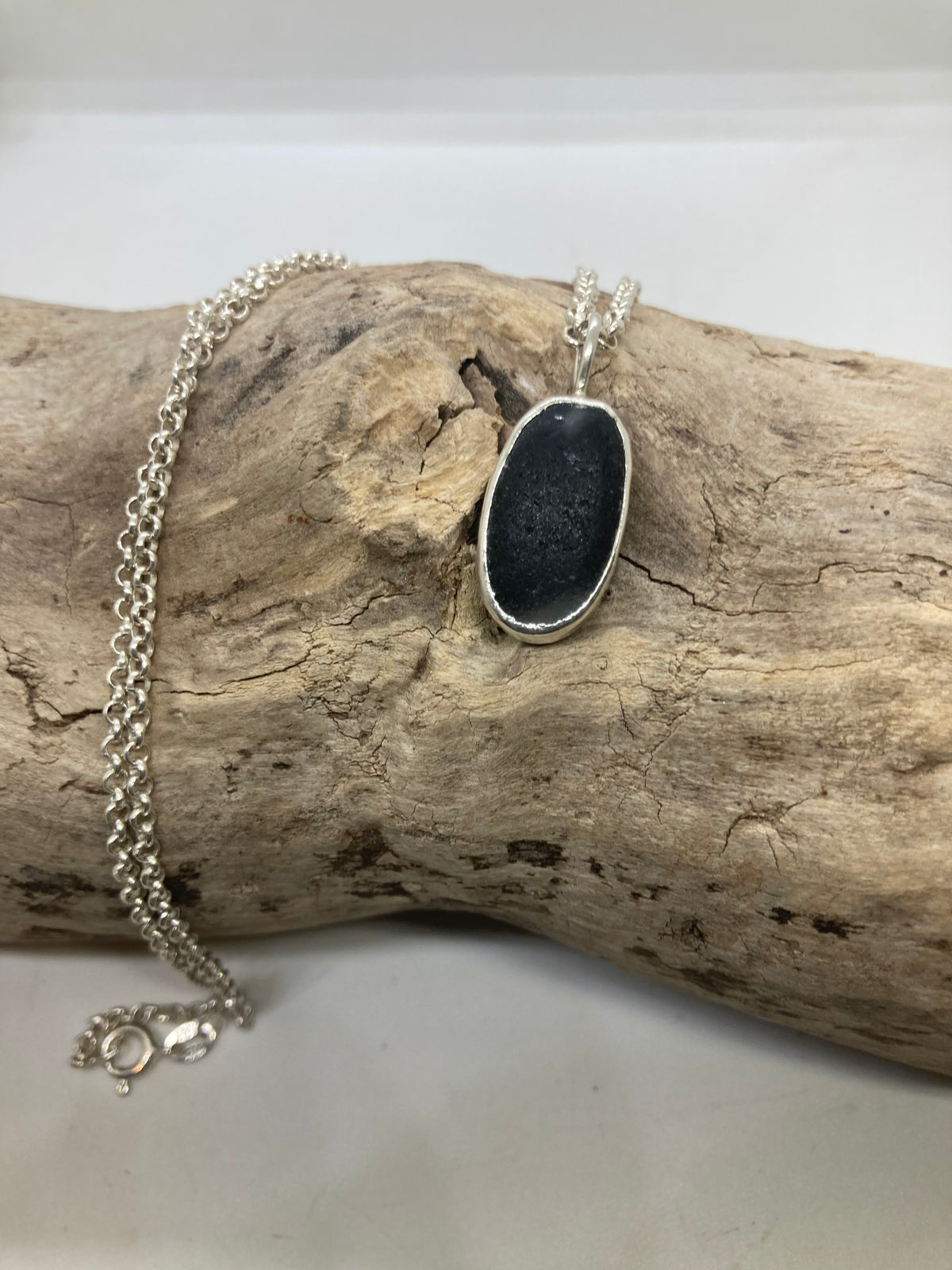 Rare Purple Seaham Sea glass sterling silver pendant