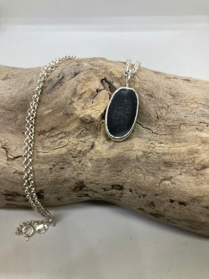 Rare Purple Seaham Sea glass sterling silver pendant