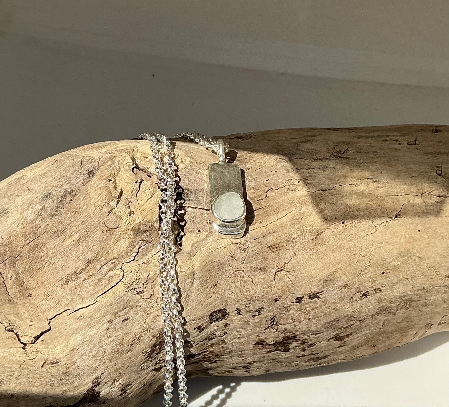 White Sea glass pendant