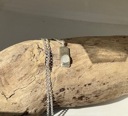 White Sea glass pendant