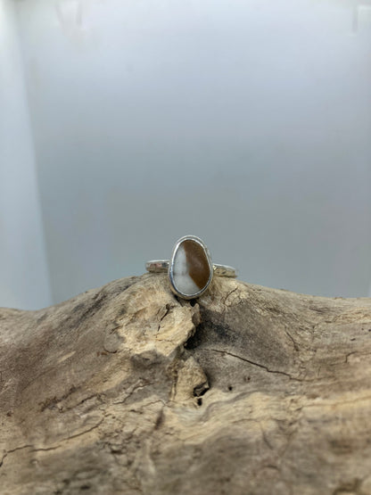 Unusual stone with Quartz silver ring UK size P