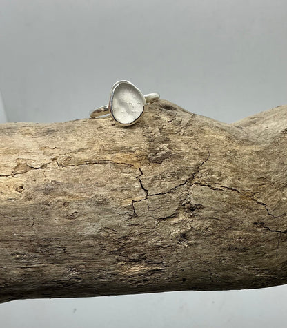 White Seaham sea glass ring UK size S