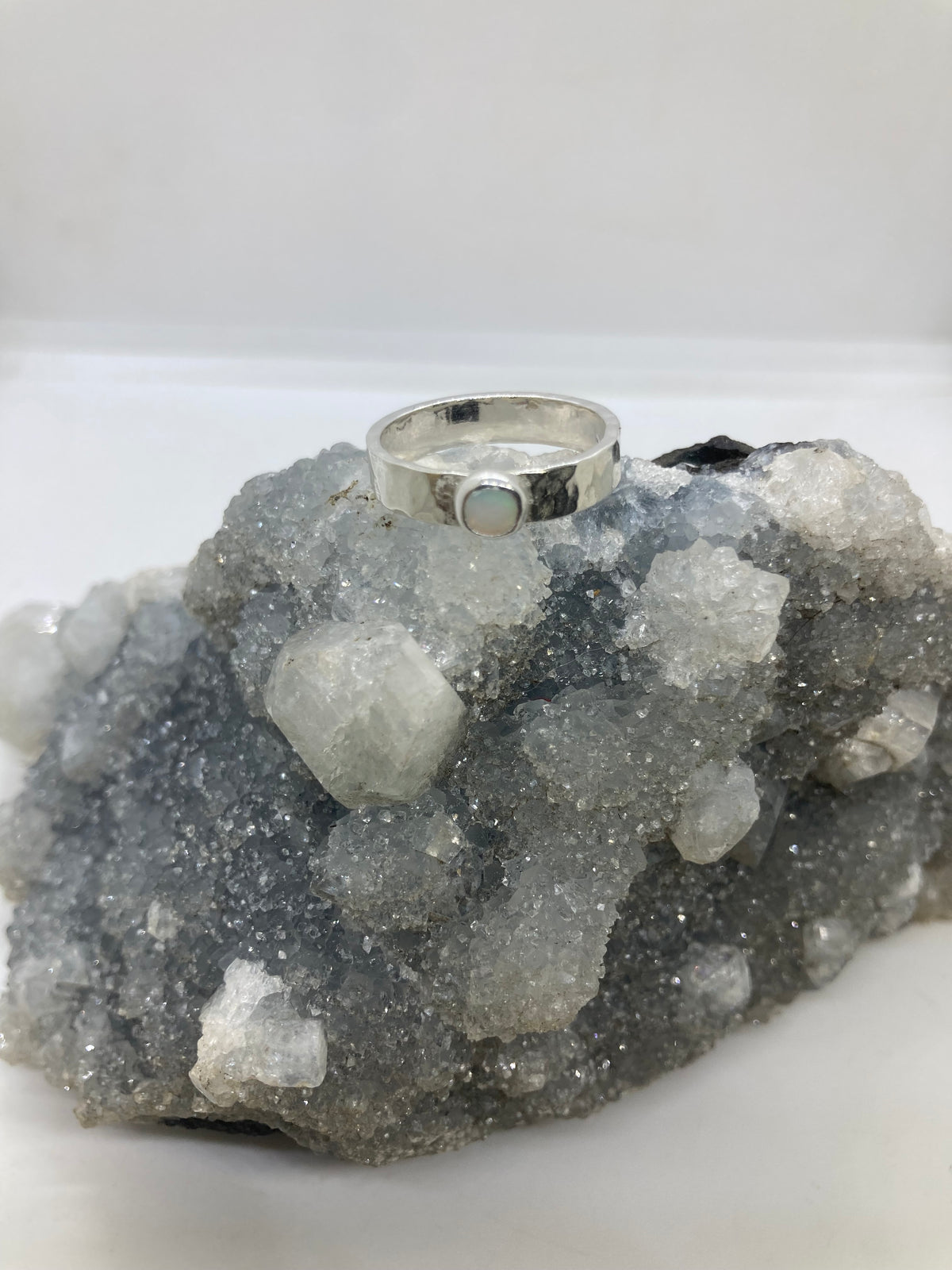 Opal sterling silver ring UK Size N
