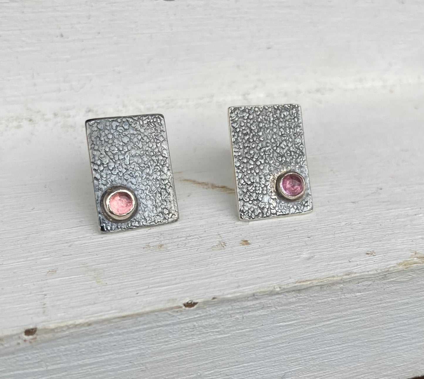 Pink Tourmaline Sterling Silver Stud Earrings
