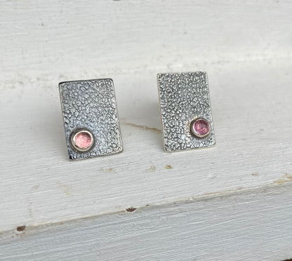 Pink Tourmaline Sterling Silver Stud Earrings