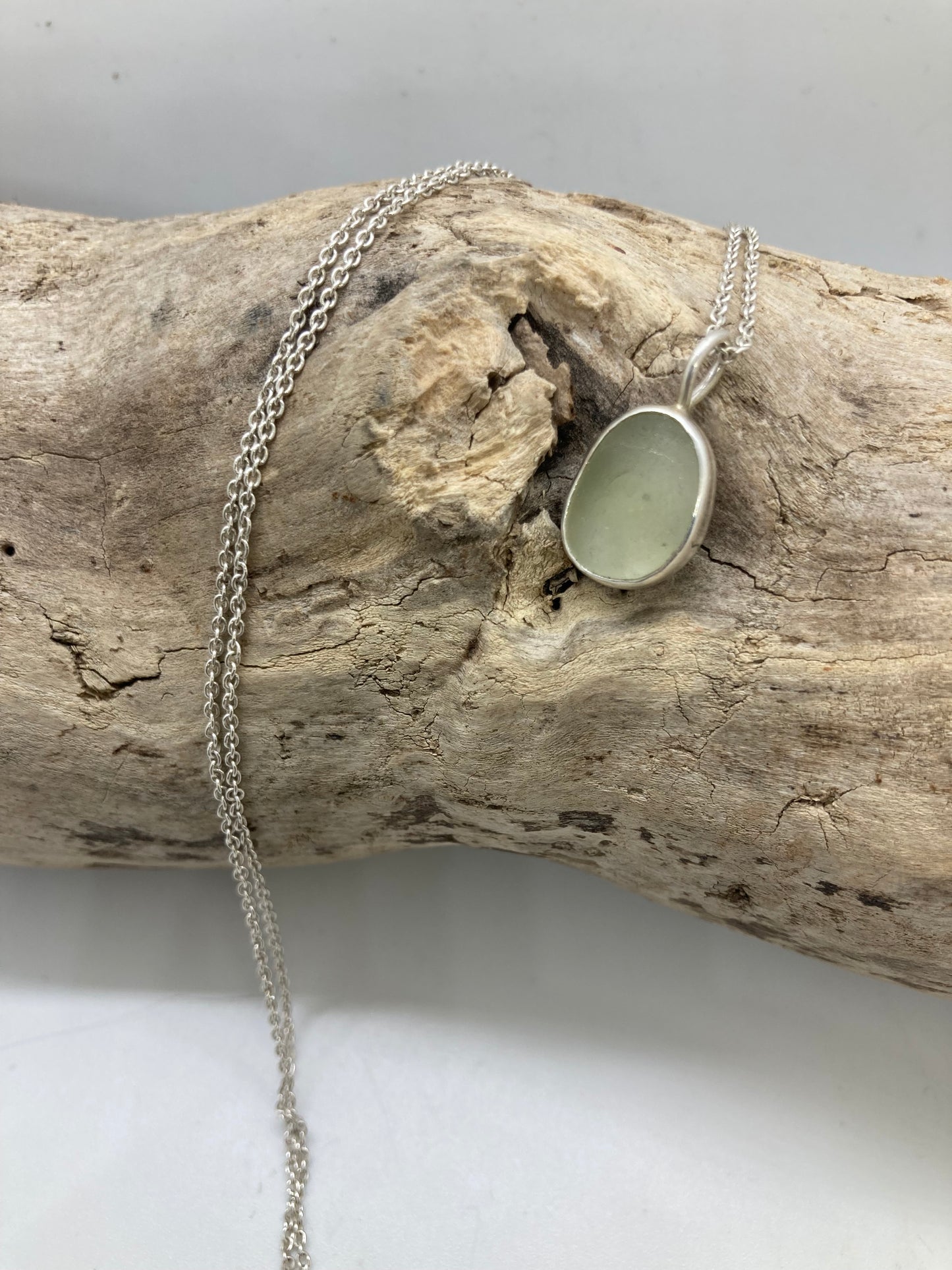 Cream sea glass pendant