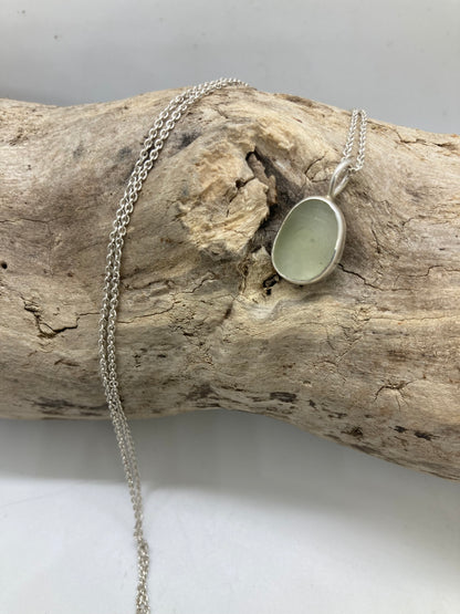 Cream sea glass pendant