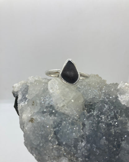 Black Sea glass ring UK size T