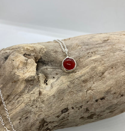Carnelian sterling silver pendant