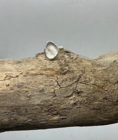 White Seaham sea glass ring UK size S