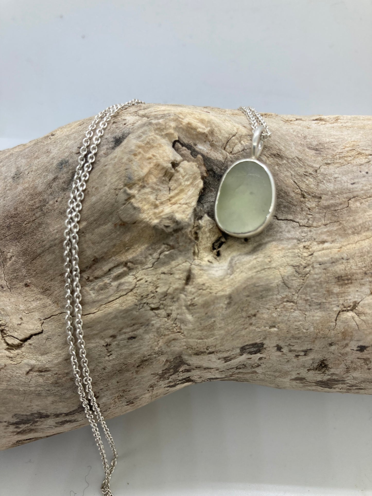 Cream sea glass pendant
