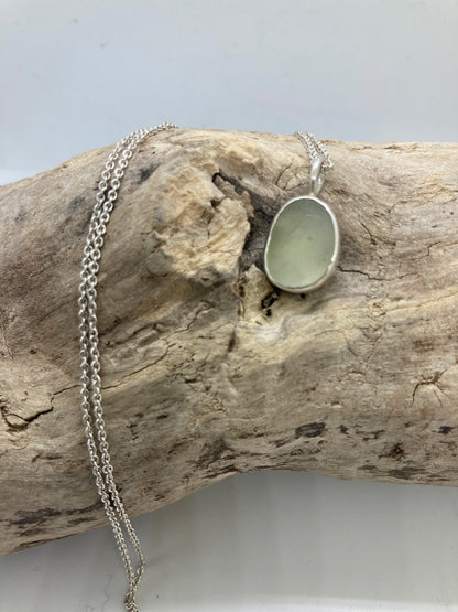 Cream sea glass pendant