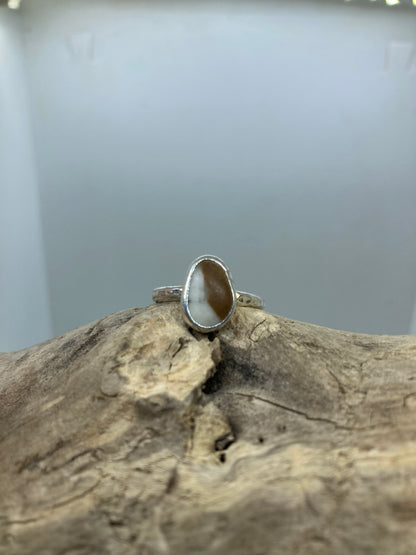 Unusual stone with Quartz silver ring UK size P