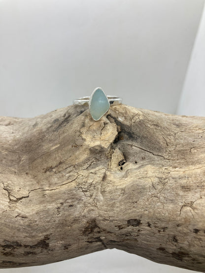 Opalescent Seaham sea glass ring UK size O1/2