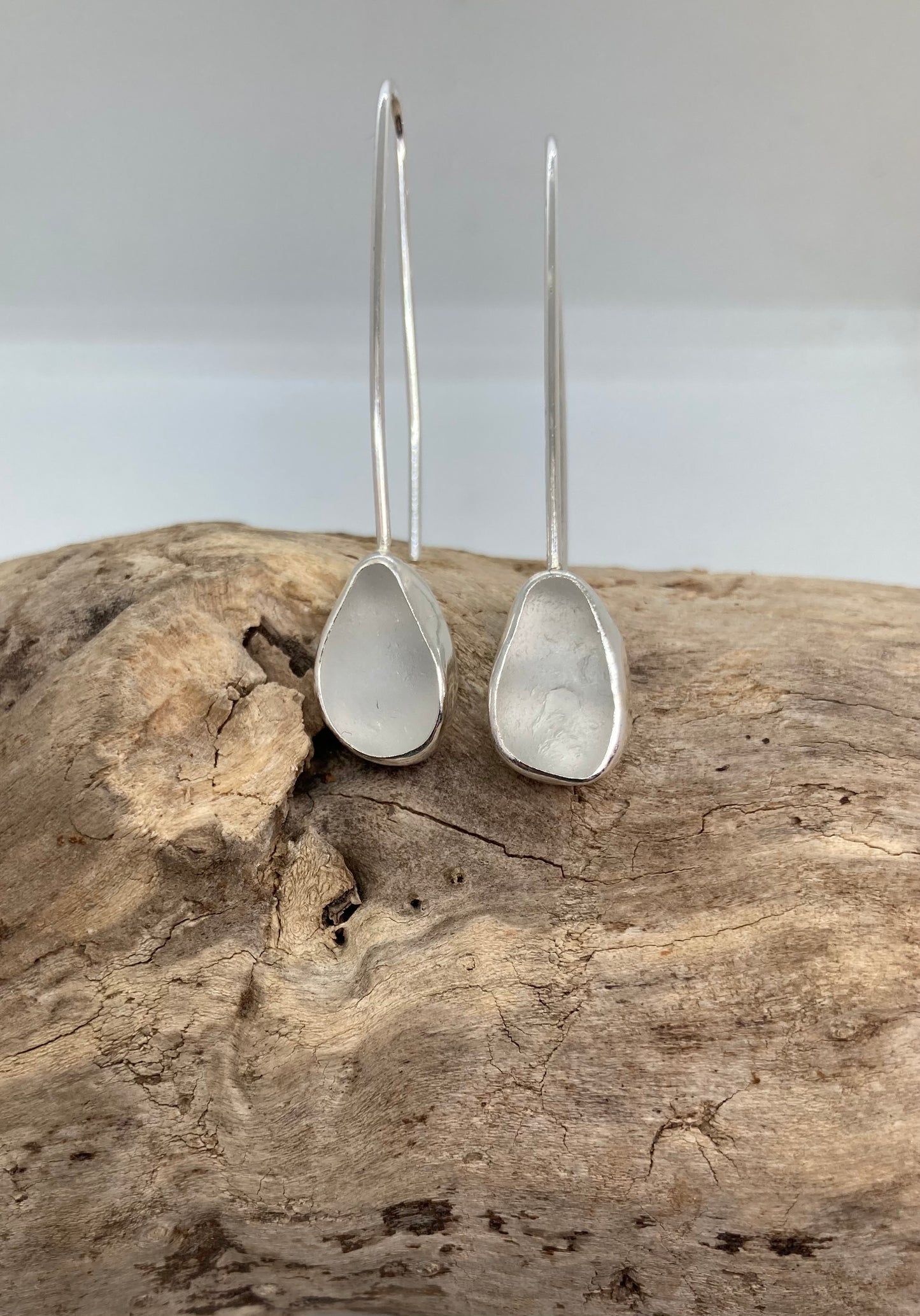 White Sea glass drop earrings