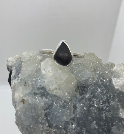 Black Sea glass ring UK size T