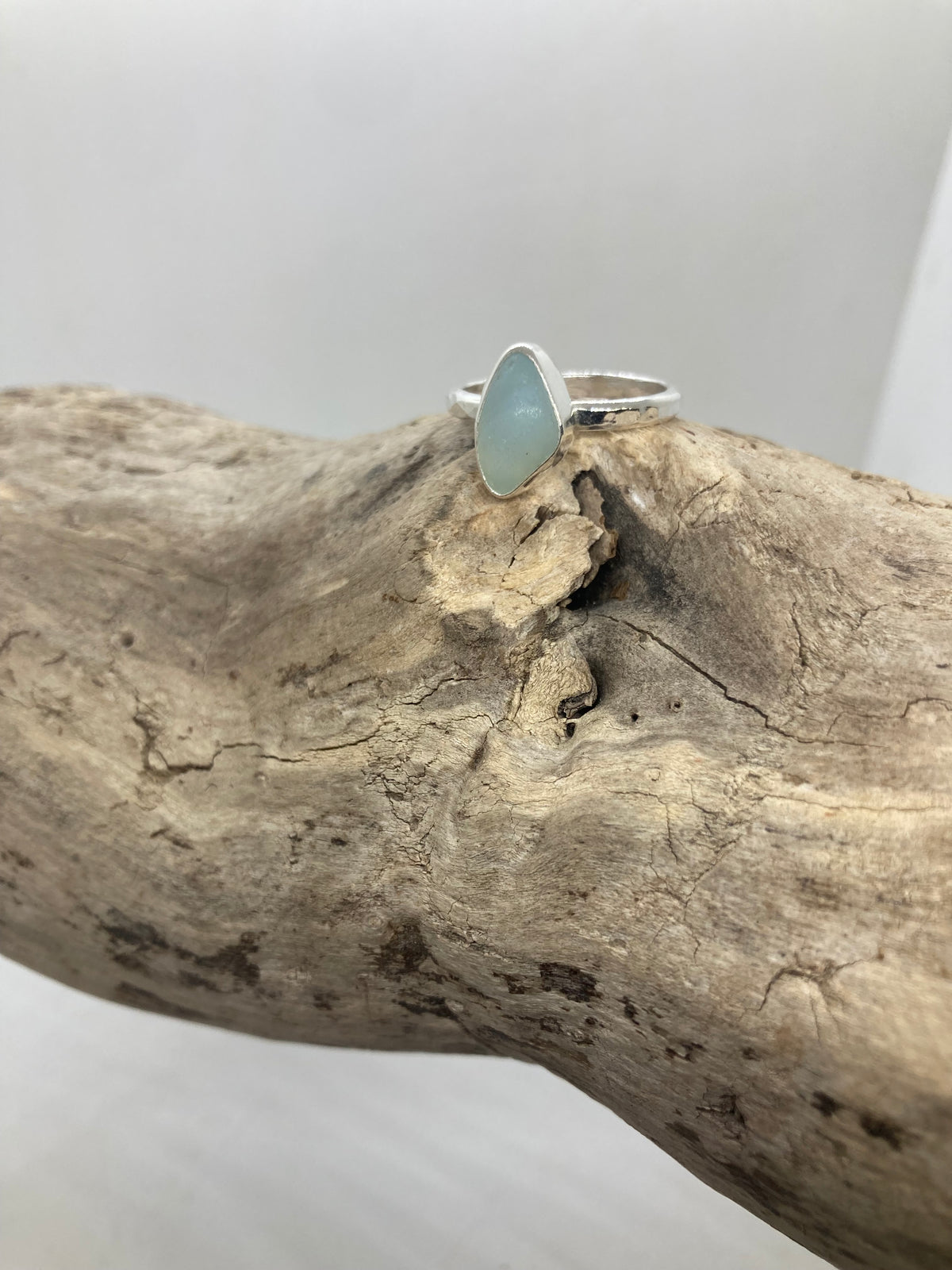 Opalescent Seaham sea glass ring UK size O1/2