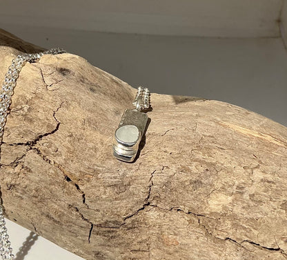 White Sea glass pendant