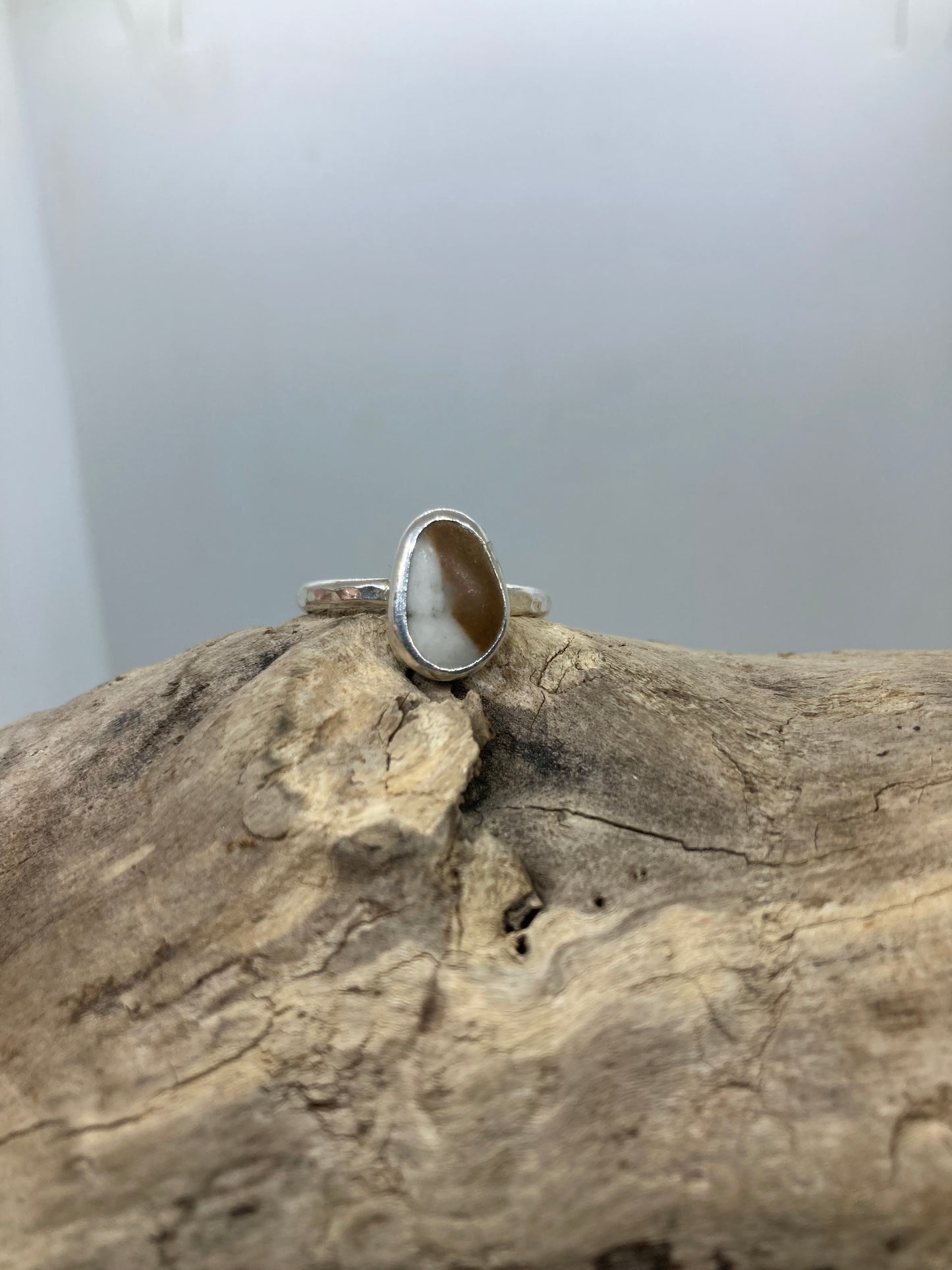 Unusual stone with Quartz silver ring UK size P
