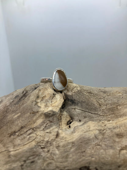 Unusual stone with Quartz silver ring UK size P