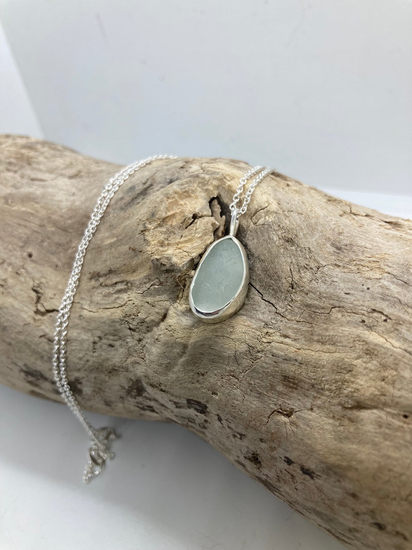 White Seaham sea glass pendant