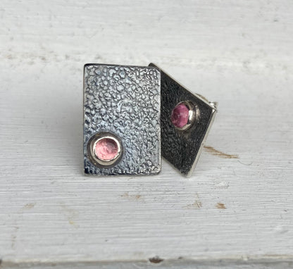 Pink Tourmaline Sterling Silver Stud Earrings