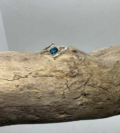 London blue Topaz twist ring UK size M