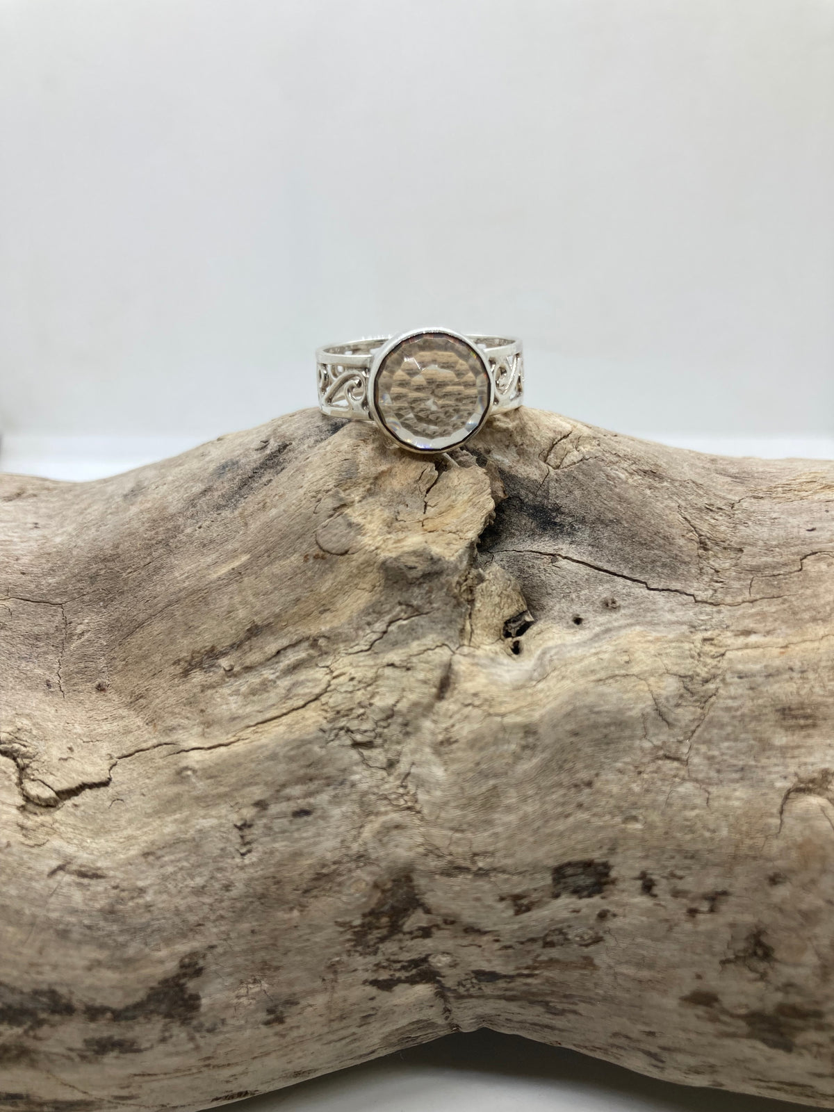 Smokey Quartz sterling silver ring UK size R