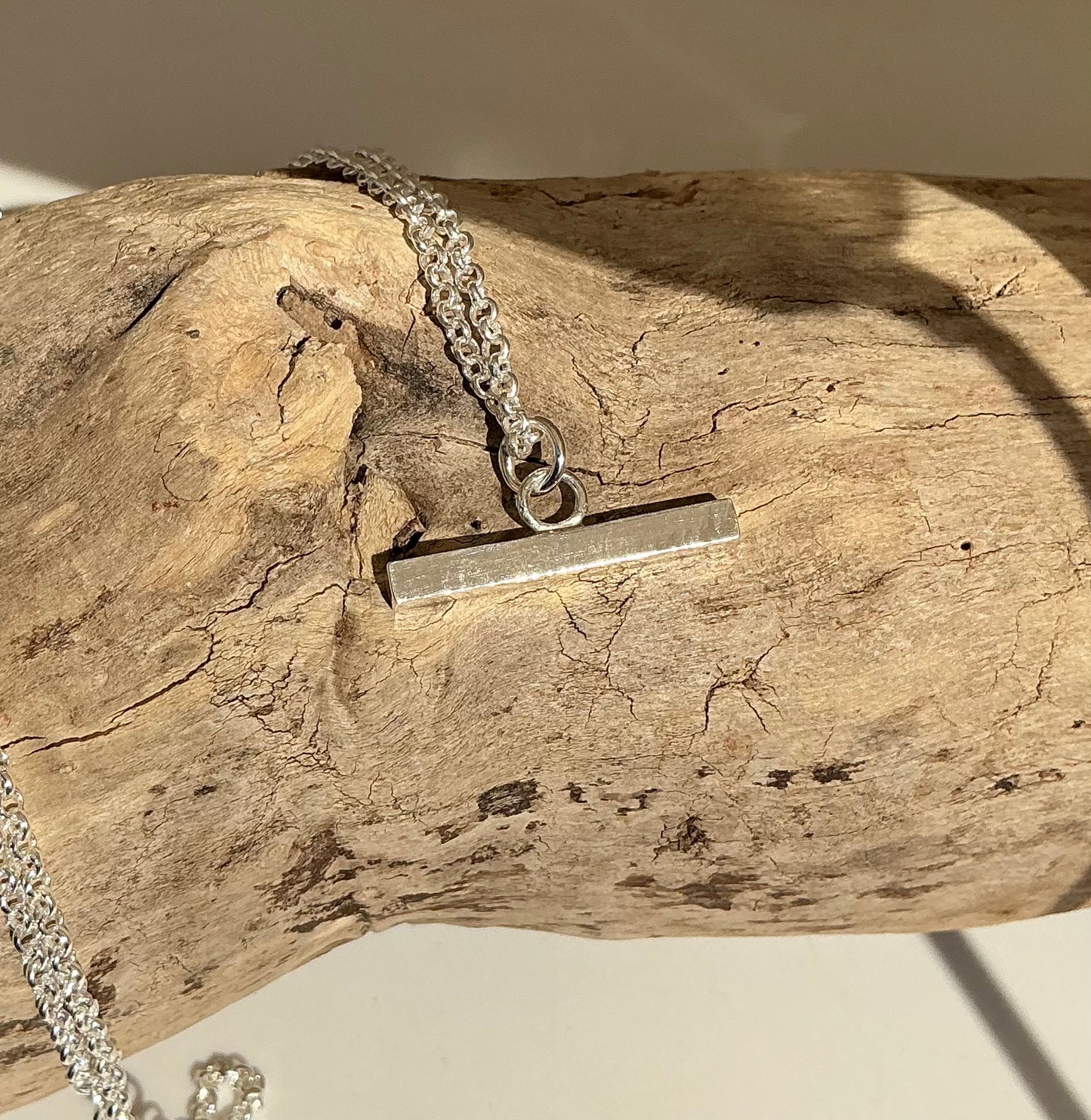 Chunky sterling silver T-Bar necklace